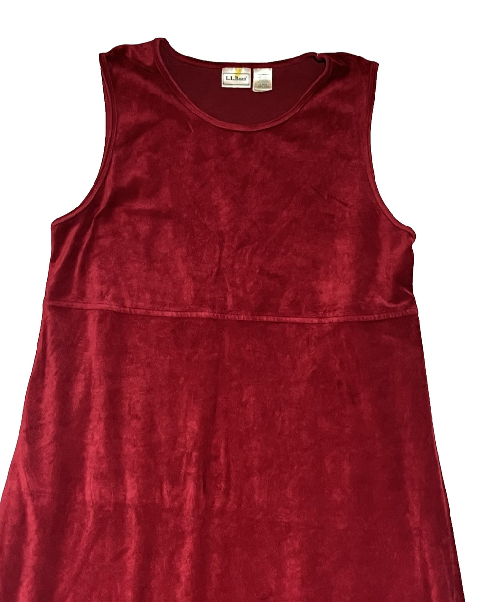 LL Bean Velvet Midi A Line Tank Dress Red Medium Petite Sleeveless Classic
